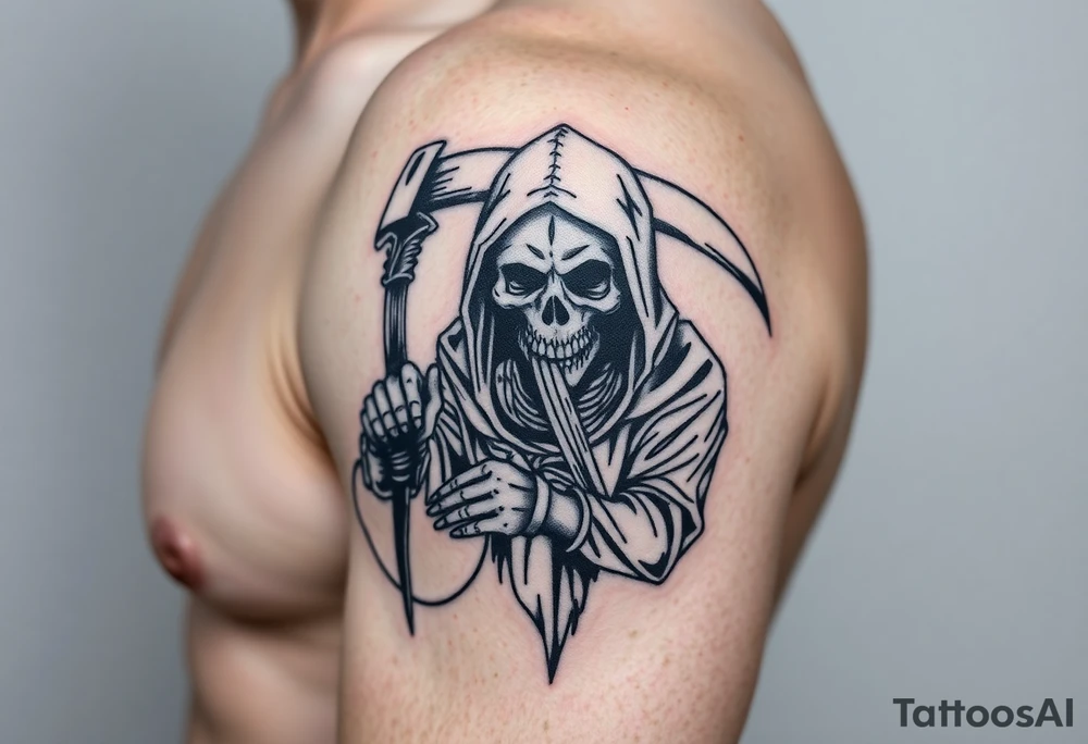 Grim reaper complex with shaving tattoo idea