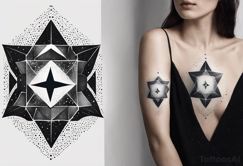 Tesseract and stars tattoo idea