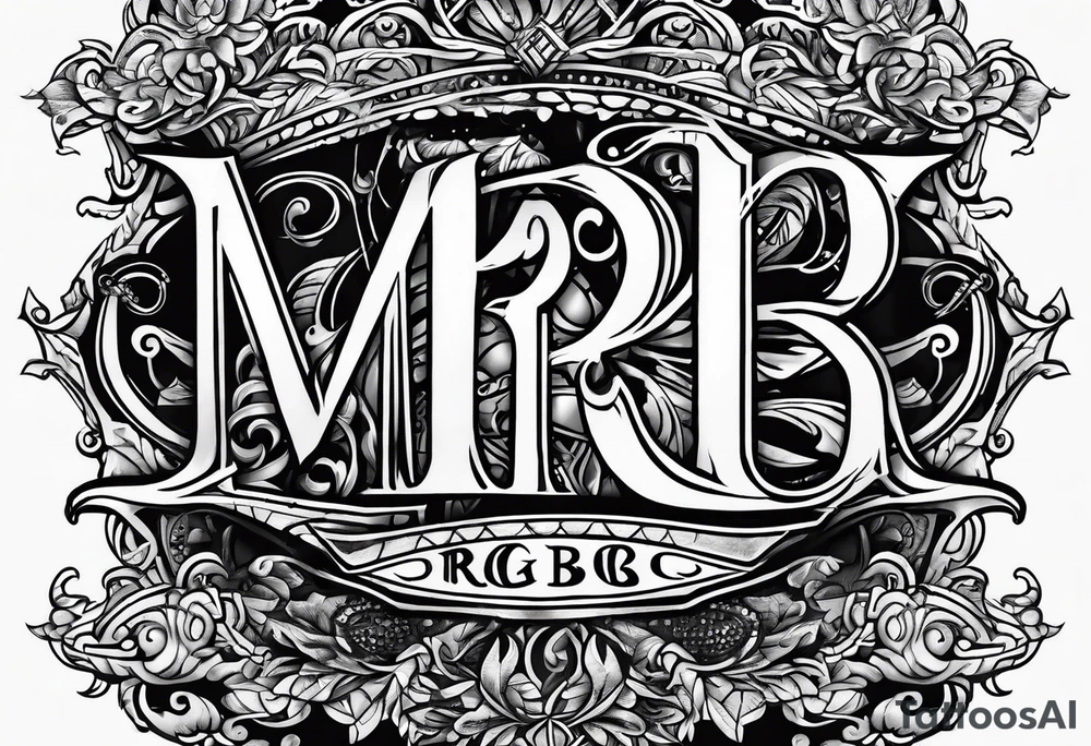 letters: "MRBG" underlined, equally separated
simple, clear, plain, unadorned tattoo idea