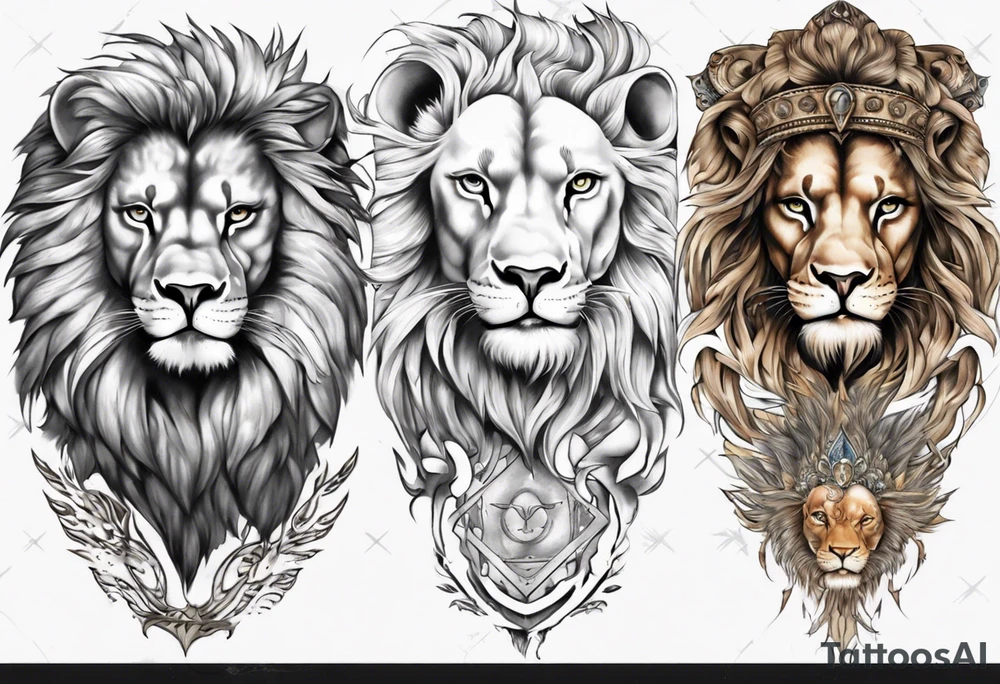 Half lion Half godess tattoo idea