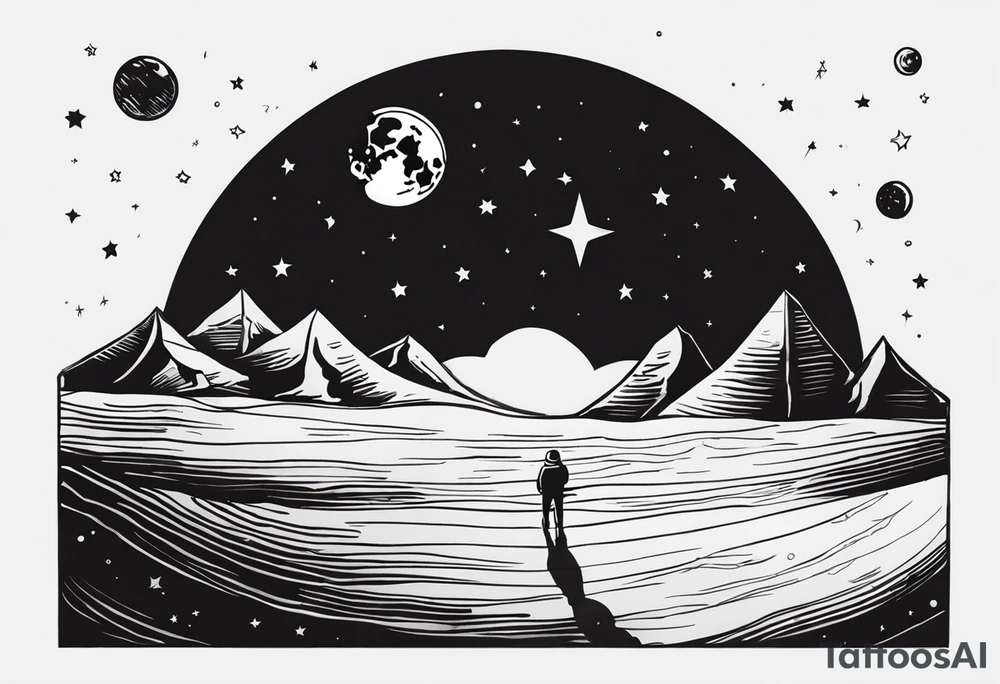 A trip to the moon 6x6 tattoo idea