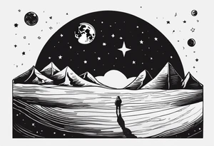 A trip to the moon 6x6 tattoo idea