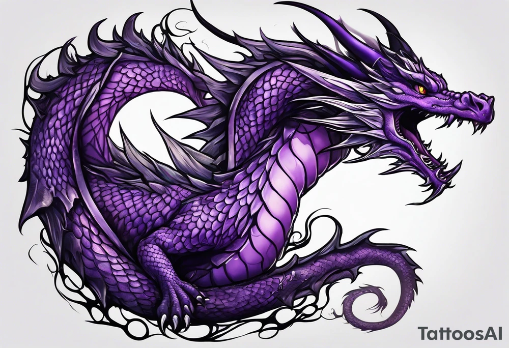 Purple eldritch dragon arm sleeve tattoo idea