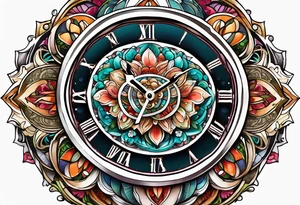 Dead Rabbit hole whimsical clock mandala tattoo idea