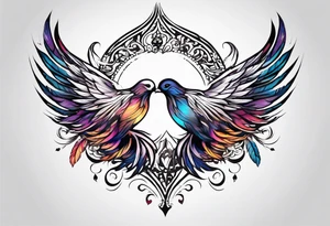 very thin feather releasing small doves from the top tattoo idea