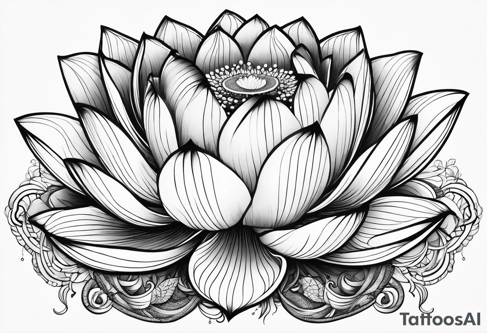 lotus, line art tattoo idea