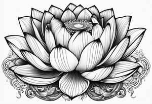 lotus, line art tattoo idea