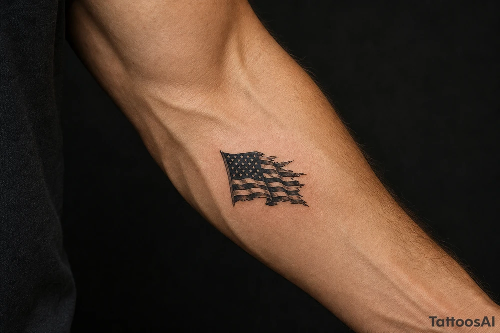 torn American flag tattoo idea