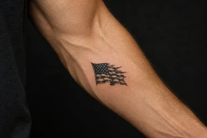torn American flag tattoo idea