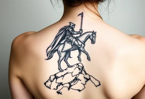 3d Powerful knight on the hillside tattoo idea