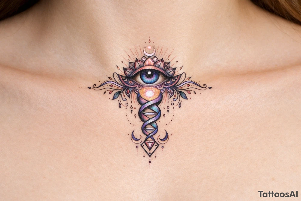 dna or conciousness under breast tattoo third eye tattoo idea