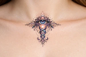 dna or conciousness under breast tattoo third eye tattoo idea
