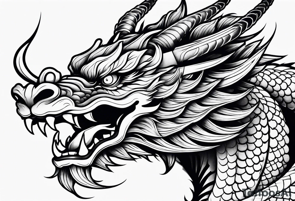 Japanese dragon upper arm wrapping the arm tattoo idea