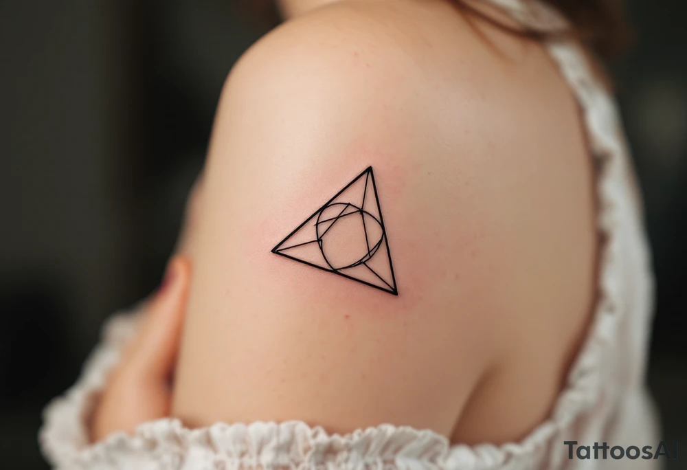 A minimalist black ink triquetra, with fine-line detailing and subtle shading for a clean, timeless look. tattoo idea