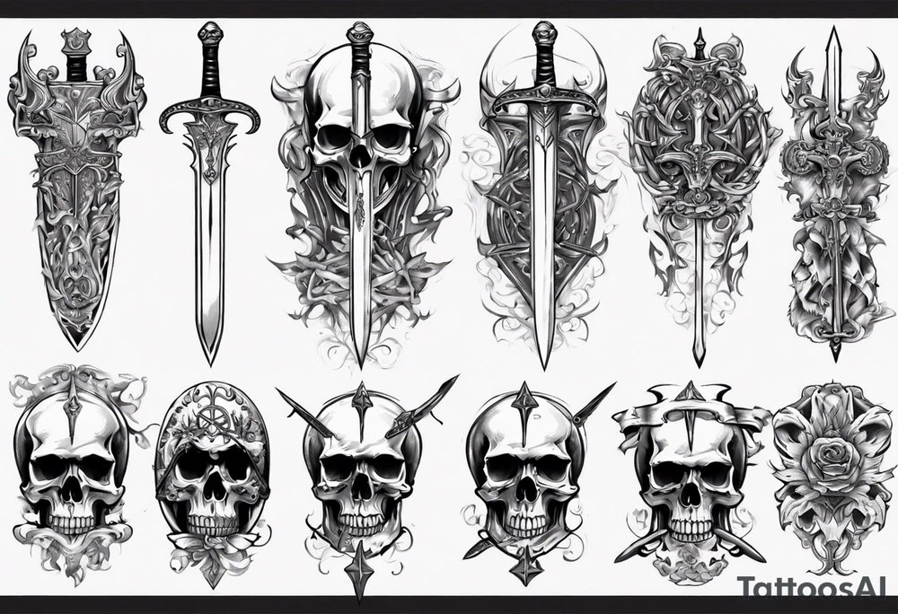 sword skull guard tattoo idea
