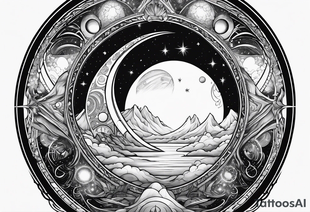cosmic spiritual archway outer space tattoo idea