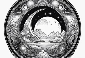 cosmic spiritual archway outer space tattoo idea