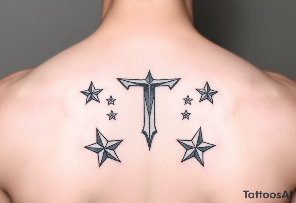 ”T” with stars tattoo idea