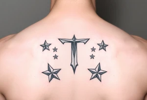 ”T” with stars tattoo idea