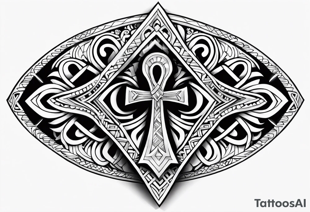 ankh mixed maori for armband tattoo idea