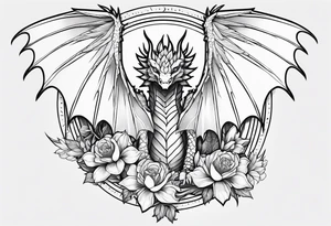 Dragón wings with flowers tattoo idea