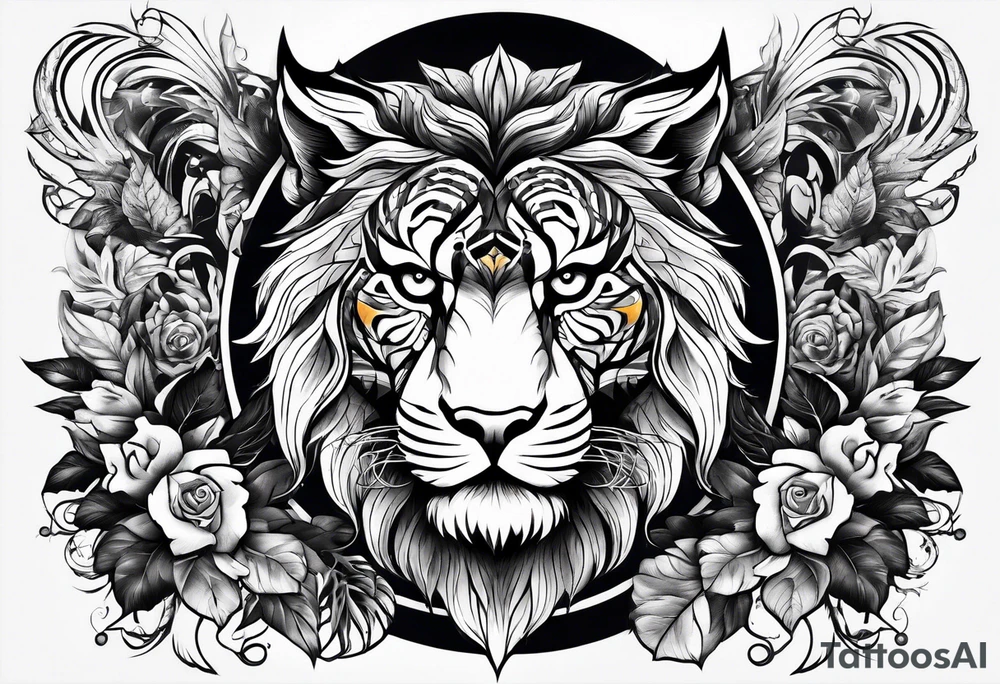 A beast made by owl, tiger and lion tattoo idea