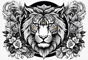 A beast made by owl, tiger and lion tattoo idea