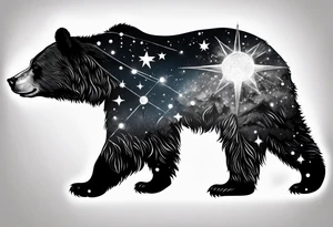great bear star constellation, realistic, for men tattoo idea