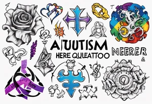 autism symbol with the words 
Here and Neuroqueer tattoo idea