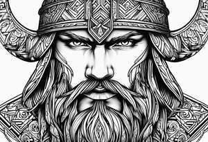 Stylized viking face tattoo idea