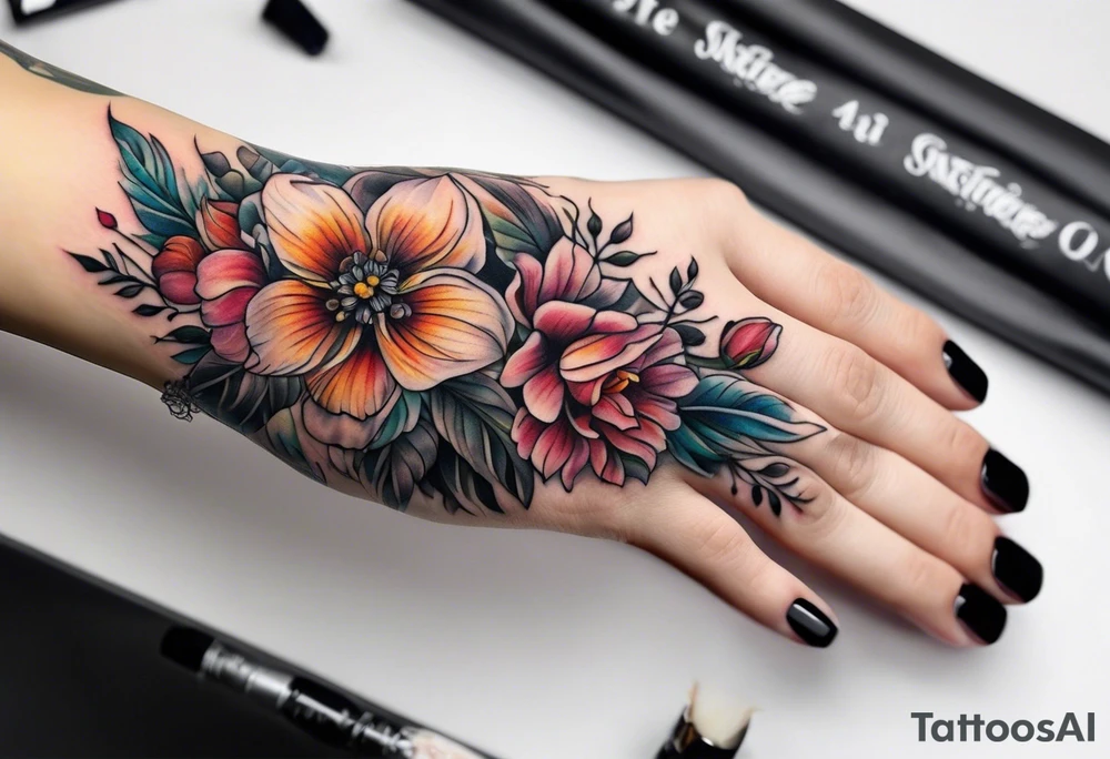 Flowers on finger tattoo idea