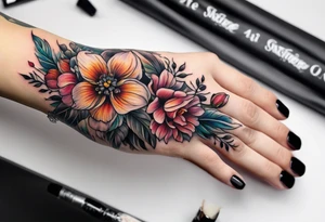 Flowers on finger tattoo idea