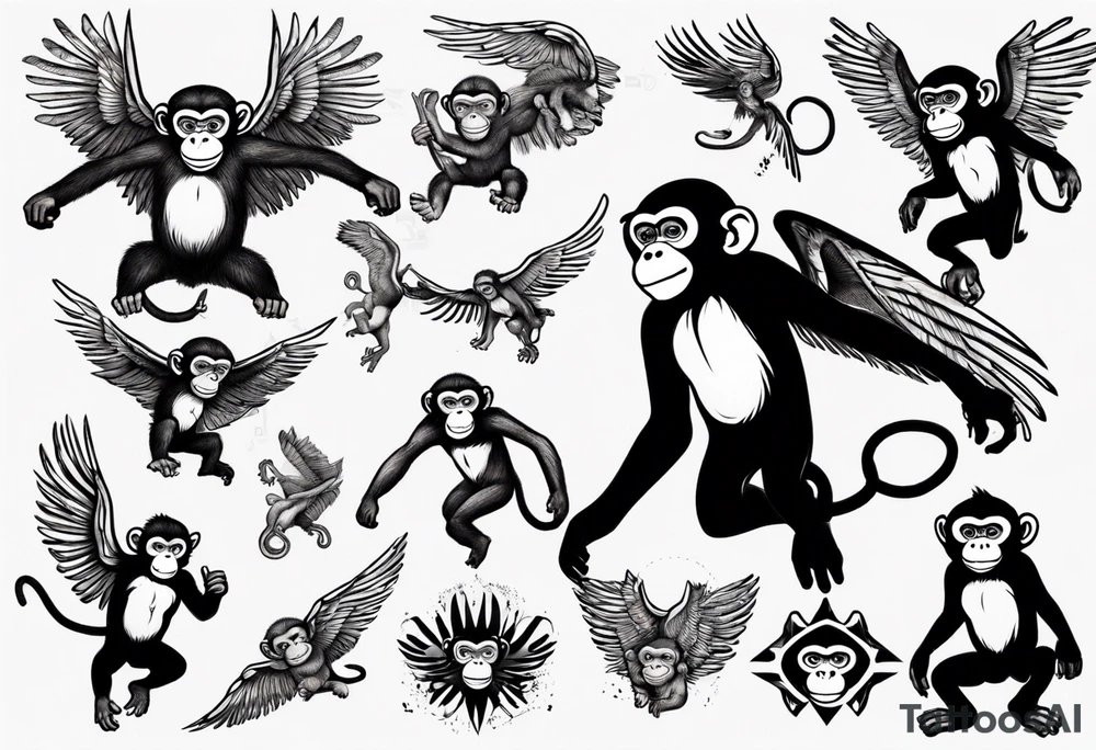 A monkey flying tattoo idea