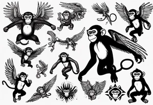 A monkey flying tattoo idea