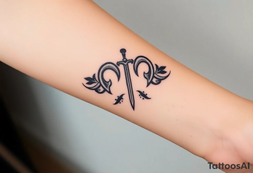 Armband aries zodiac sign with thorn and sword Polynesians tattoo idea