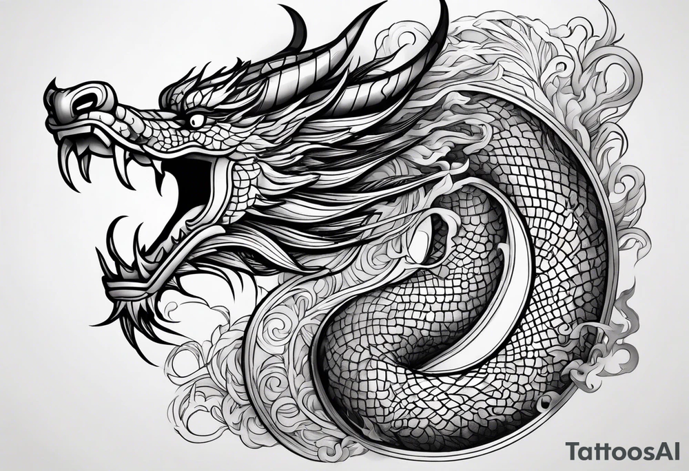Chinese dragon in the shape of 2024 tattoo idea