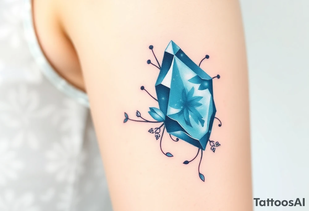 Witchy Aquamarine stone tattoo idea