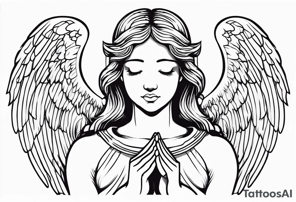Angel with prayer hands tattoo idea