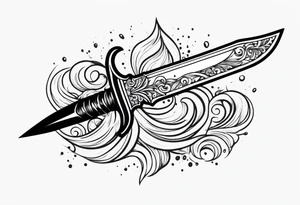 Feminine magical dagger with a splash of water swirling around it tattoo idea