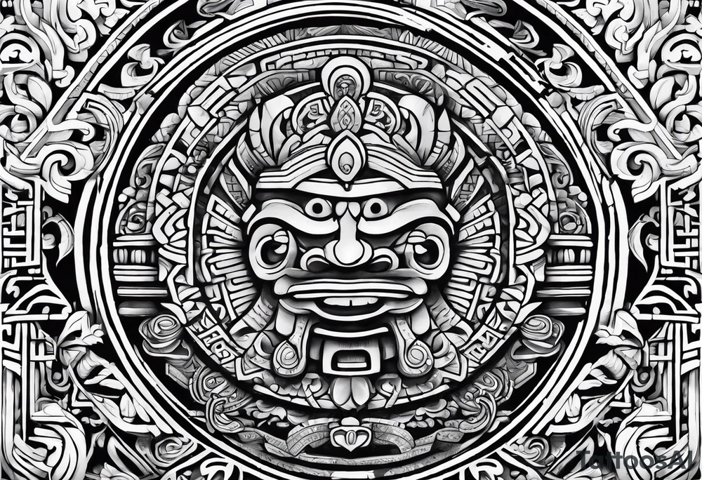 Glyph Mayan sculpture tattoo idea