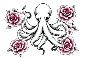 octopus and flowers tattoo idea