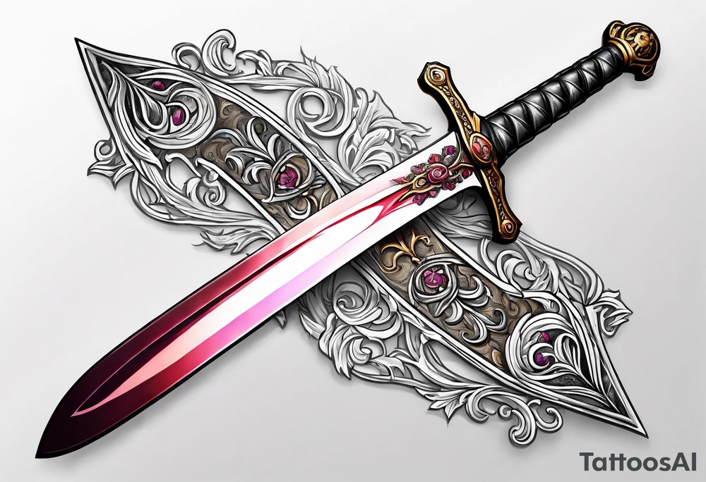 Sword etched with vivianus moriendum est tattoo idea