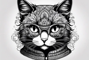 black cat in a sweater tattoo idea