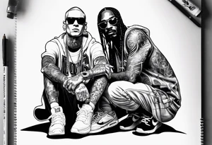 Slim shady  and snoop dog full leg sleeve tattoo idea