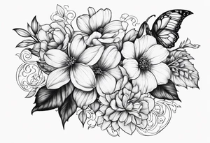 Flowing scripture with flowers tattoo idea