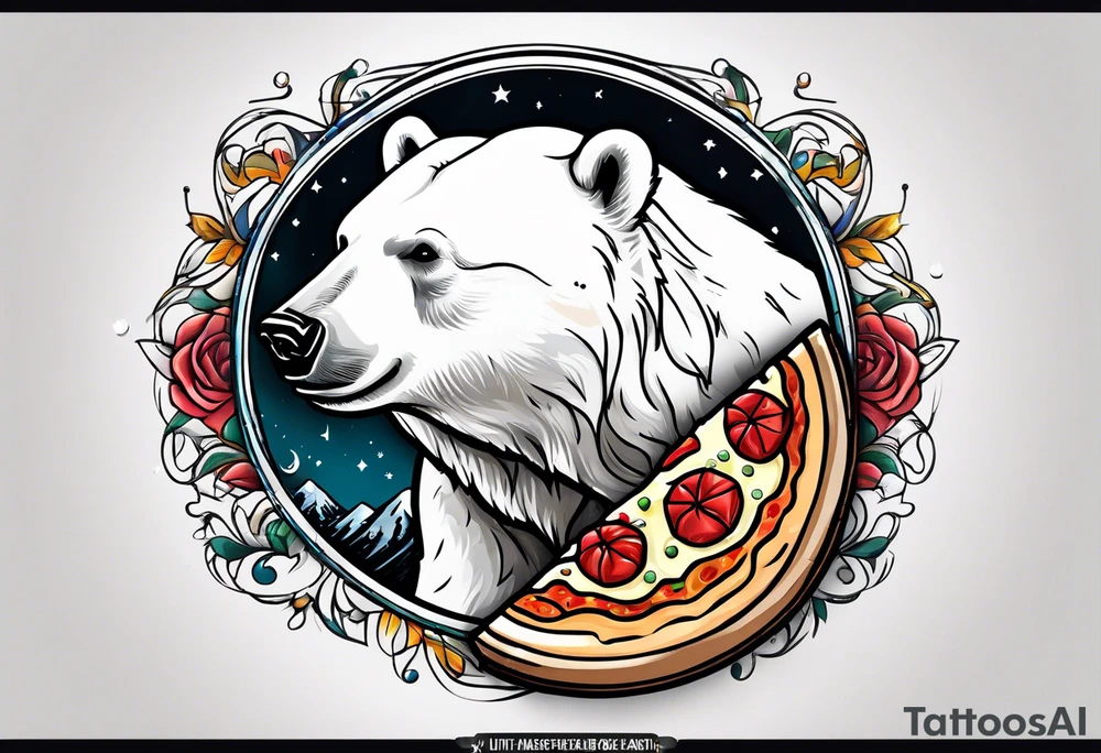 polar bear music pizza tattoo idea