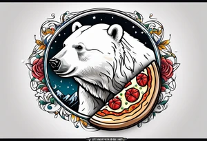 polar bear music pizza tattoo idea