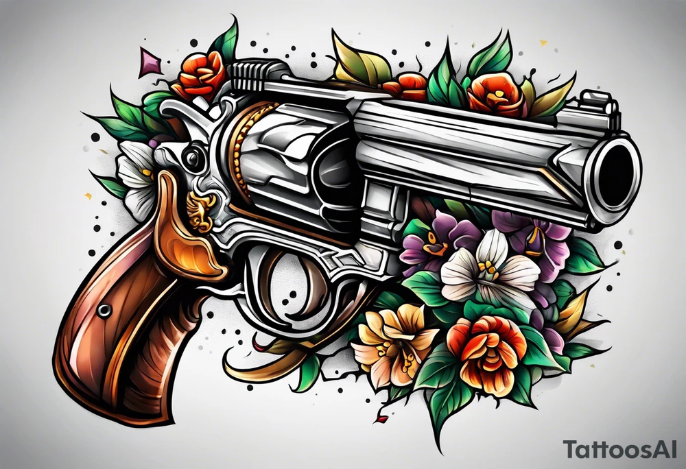 The letters AR with pistols on each side tattoo idea