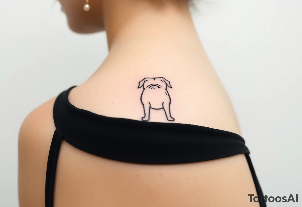 Small pug outline from behind tattoo idea