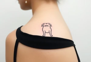 Small pug outline from behind tattoo idea